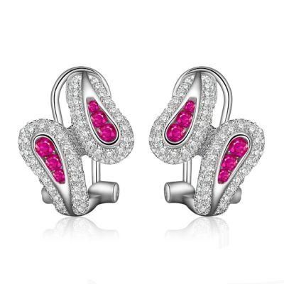 S925 Simple Red Corundum Earrings European Creative Earrings Fresh and Elegant Female