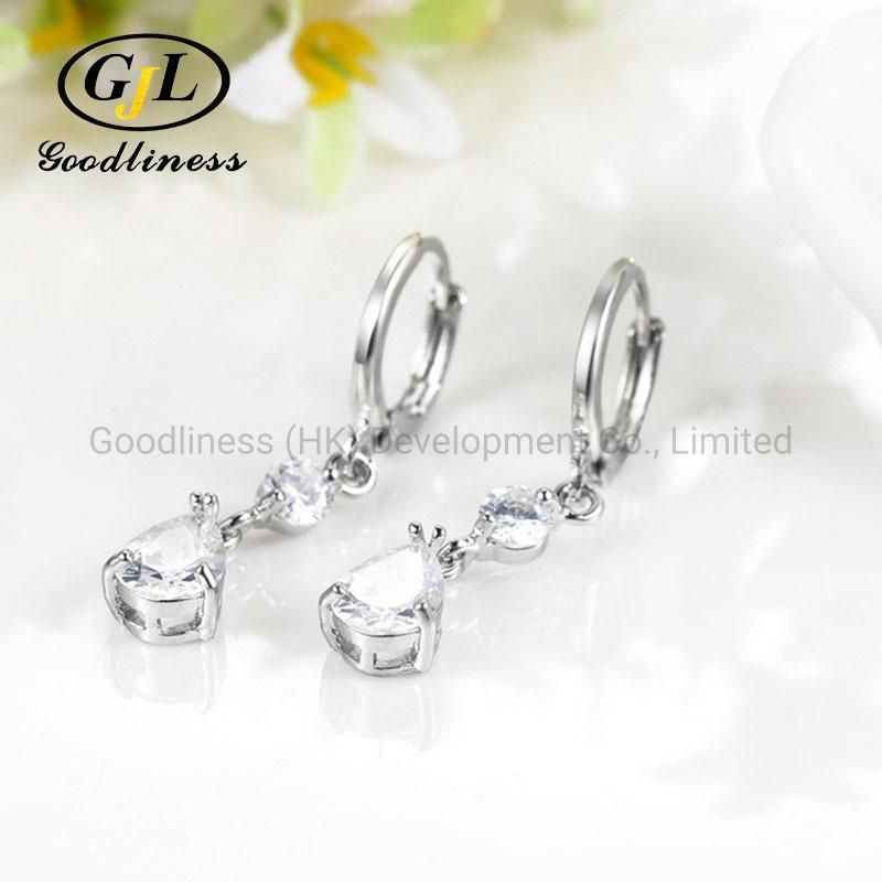 New Fashion Water Drop-Shaped Ear Pendant Pop Zircon Earring