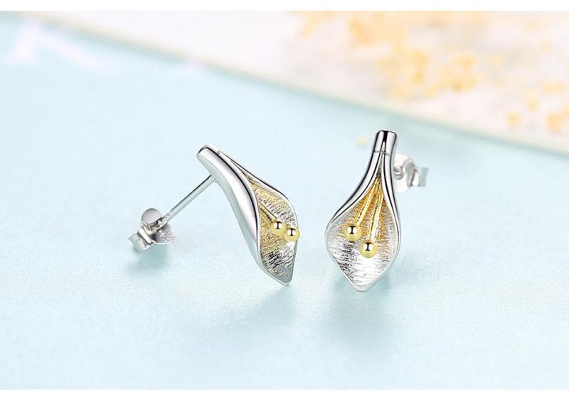 Double-Color Lily Sterling Silver 925 Ear Studs