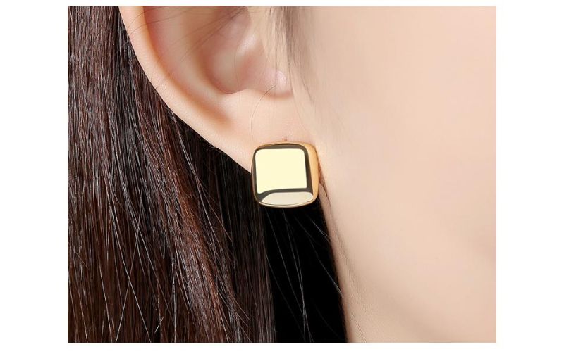 Popular Jewelry Silver Earring Smooth Square Ear Stud