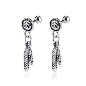 Leaf Pendant and Peace Dove Stainless Steel Earrings Stud