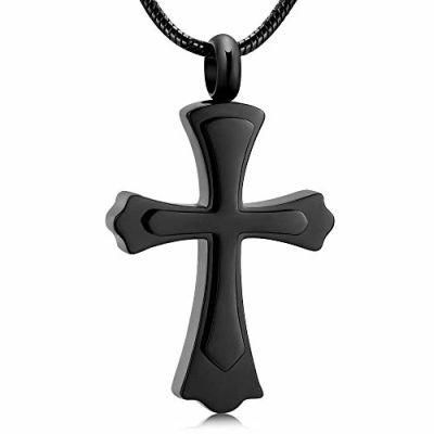 Black Color Jesus Christian Cross Shape Ash Keepsake Pendant