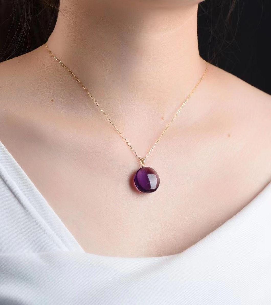 Amethyst Pendant 18K Gold China Natural Crystal