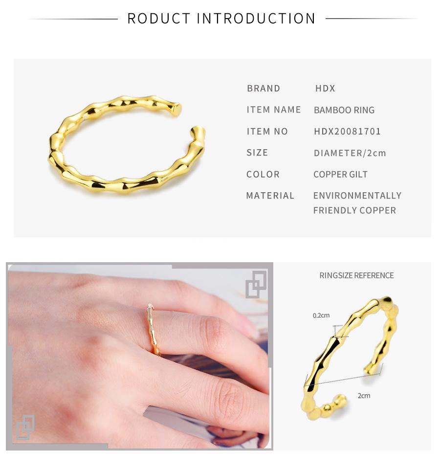 Simple Personality Bamboo Ring, High-Rise Gold Ring