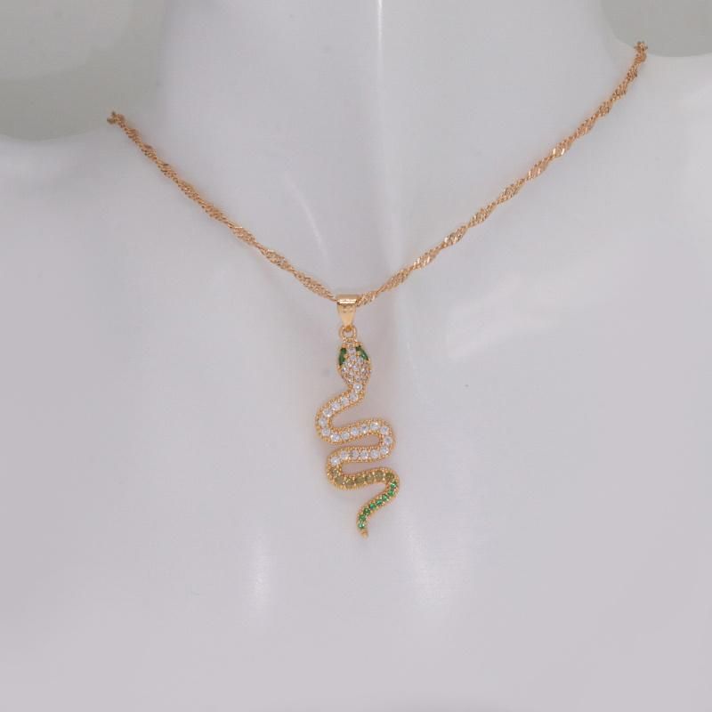 Hot Sale Women′s Zircon Animal Snake Pendant Jewelry Necklace