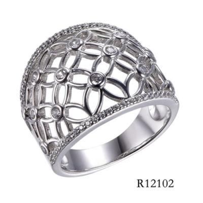 Hot Sale 925 Sterling Silver with CZ&#160; Reticulation Hollow Ring