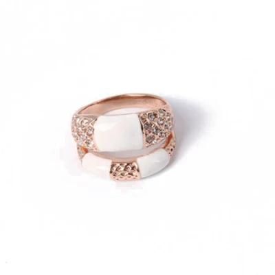 Fancy Fashion Jewelry Gold Plating Ring with White Rhinestone