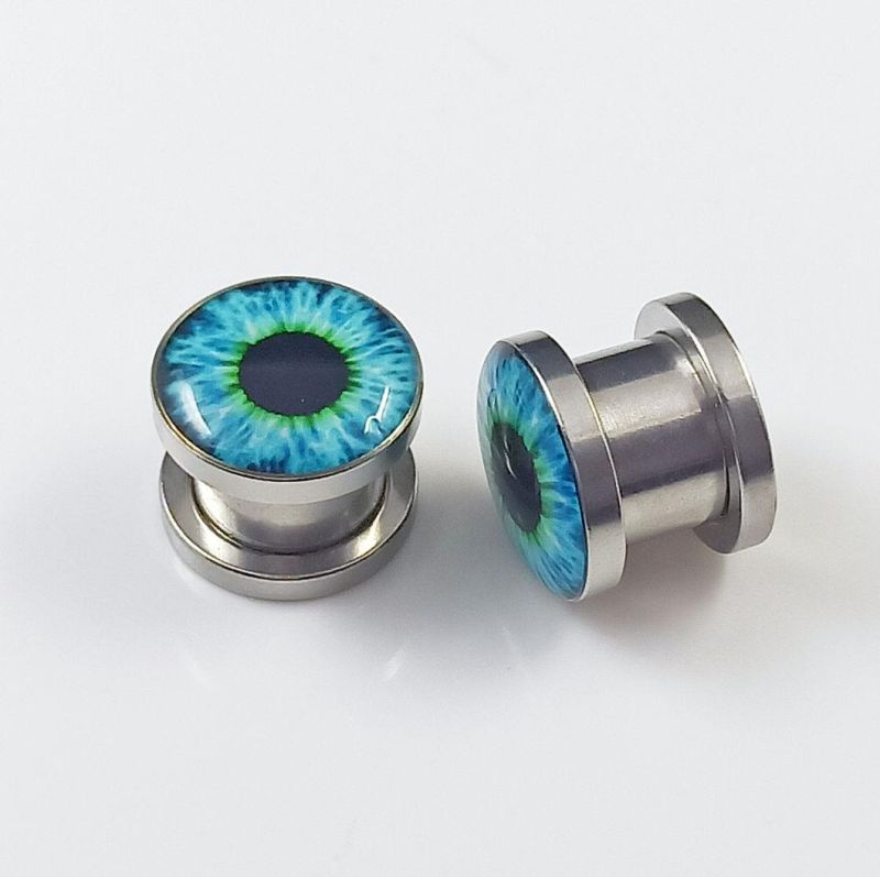 Stainless Steel Jewelry Black Eyeball Eyes Ear Expander Piercing Ear Plug Body Piercing Jewelry Spg2734