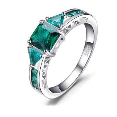 925 Silver Rings Wholesale Jewelry Created Emerald Rings Women Engagement Wedding Jewellery