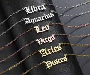 Fashion 18K Gold Plated Stainless Steel 12 Twelve Constellations Horoscope Necklace