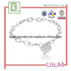Zinc Alloy Heart Pendant Chain Bracelet
