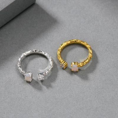 Minimalist Light Luxury Oval Opal Finger Ring Day Gift S925 Sterling Silver Ring