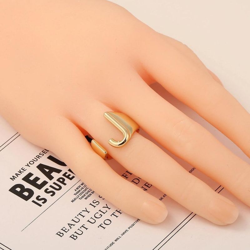 Jewelry Design Adjustable Gold Plated Hiphop Brass Custom Letter Rings