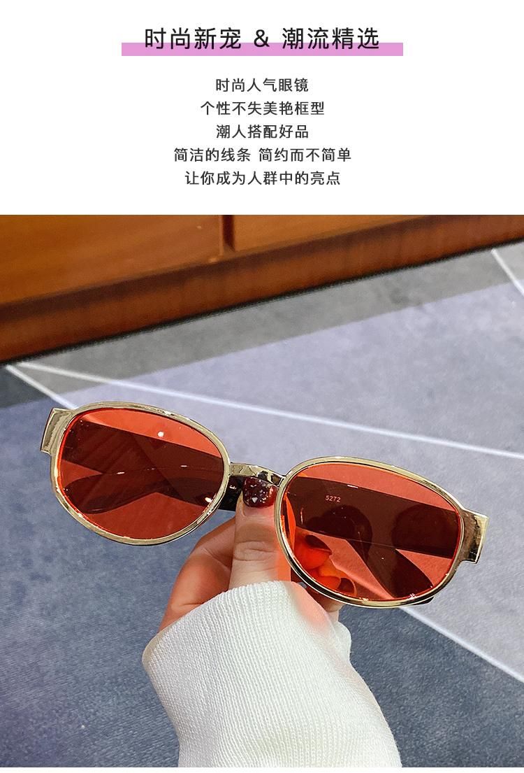 Retro Oval Frame PC Sunglasses Female Net Celebrity Same Style Hip-Hop Bungee Glasses