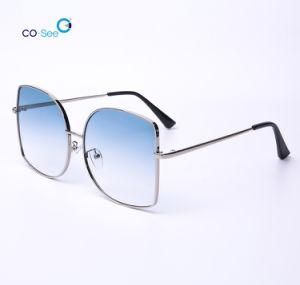 Unique Trending Metal Frame Gradient Square Cat Eye Women Sunglasses