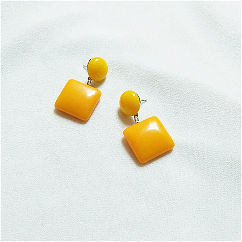 Acrylic Jewelry French Style Simple Square Stud Earrings for Sweet Girls