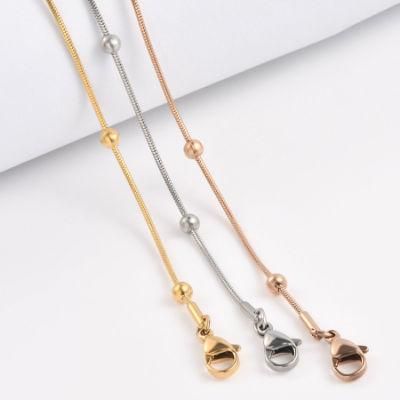 High Quality Non-Tarnish 18K Gold Plated Stainless Steel Women Fashion Jewellery Bangle Anklet Bracelet Necklace Snake Chain with Balls