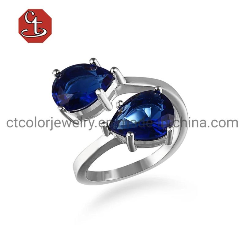 Wholesale Fashion Jewelry 925 Silver Gemstone Rings Women Adjustable Rings