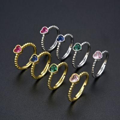 Billed Zircon CZ Color Drill Opening Adjustable Ring