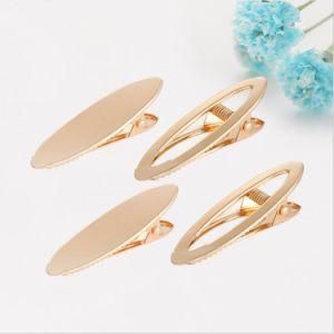 61X18mm/60X11 Simple Gold Hollow/Flat Oval Hairpin Duckbill Clip DIY Blank Hair Accessories Material Wholesale