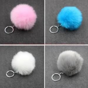 Fake Rabbit Fur POM POM Keyring