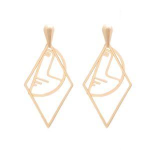 Fashion Accessories Laser Cut Metal Women Jewelry Human Face Earrings