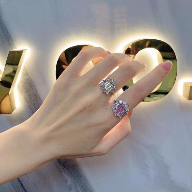 2022 Fashion Accessories High Carbon Diamond 7*9 mm Ring Wedding Engagement 925 Sterling Silver Ring