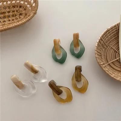 Fashion Jewelry Vintage Transparent Chain Shape Stud Earrings