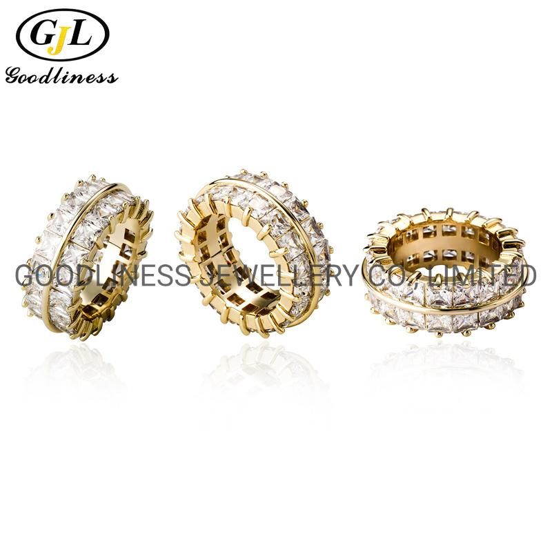 Iced out Two Row CZ Rings Hip Hop Rapper Jewelry