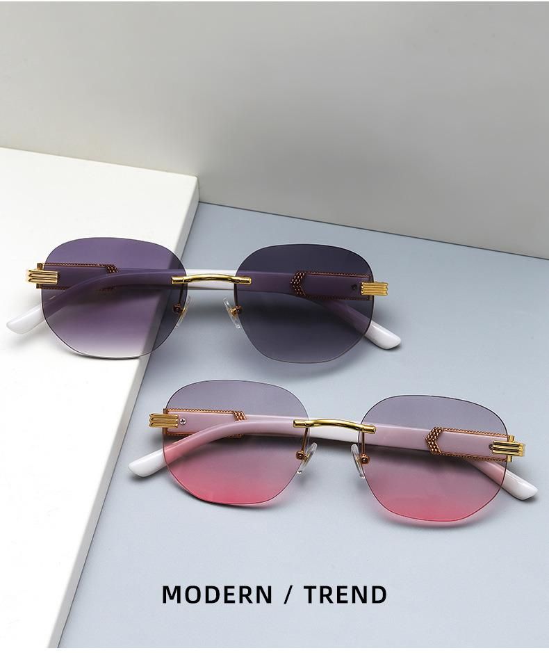 Rimless Sun Glasses Oval Eyewear Man Women Sunglasses Metal High Quality Sunglasses