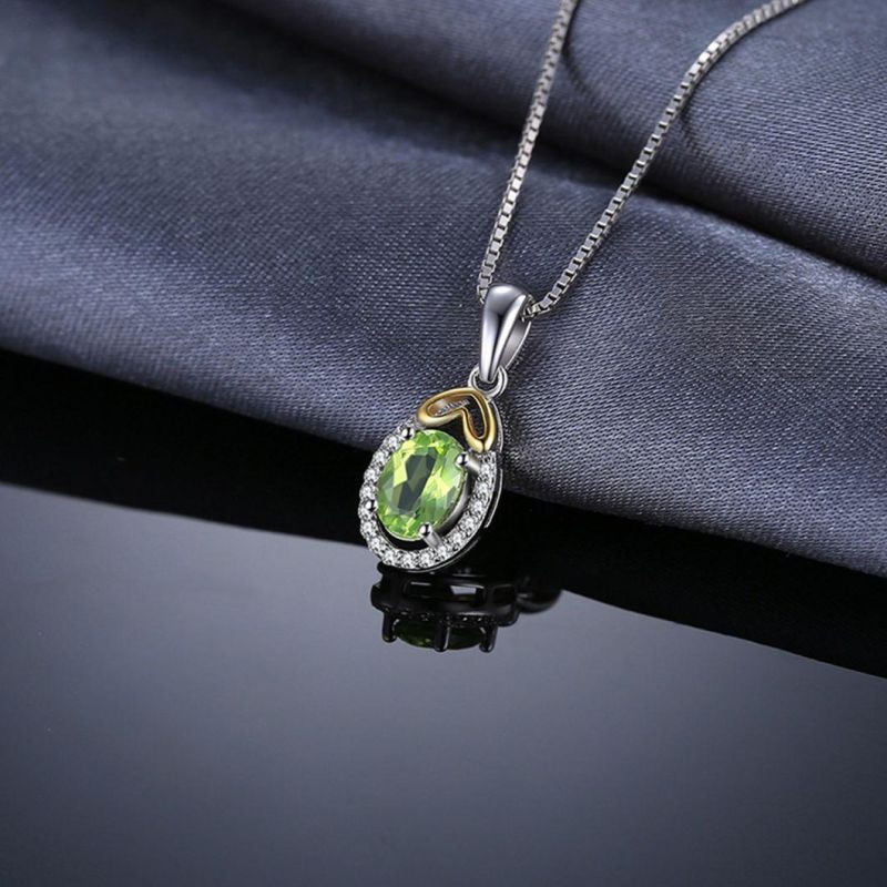 Gold Plated Jewelry Genuine Gemstone Peridot Pendant 925 Sterling Silver Jewelry