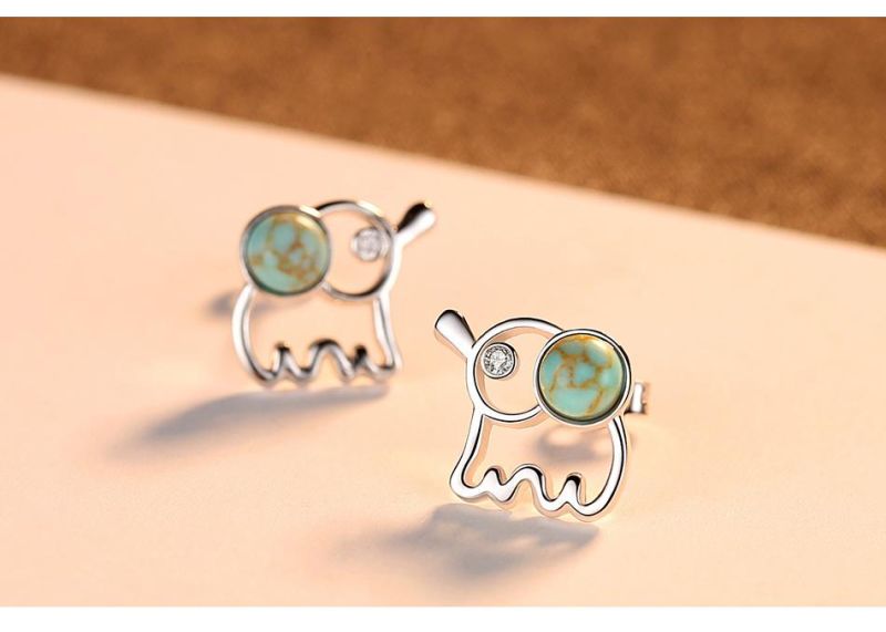 Fashion Jewelry Lovely Elephant Clip Earring Stud with Emerald Stones