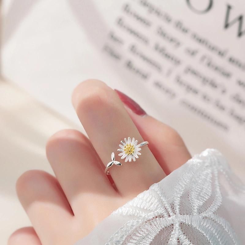 Small Daisy Rings for Women Models Simple Silver Colour Opening Adjustable Fashion Jewellery