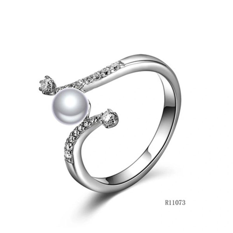 New Design Fashion CZ 925 Sterling Silver with Pearl Ring