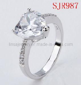 Fashion 316L Stainless Steel Wedding Ring with CZ Stone (SJR987)