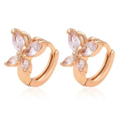 CZ 18K Gold Plated Small Size White Color Butterfly Earring