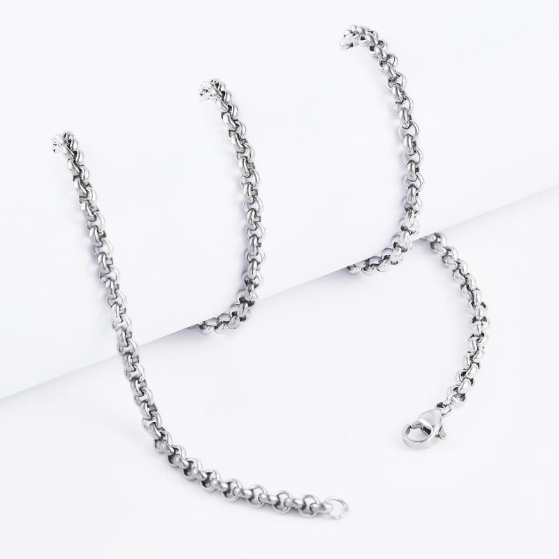 1.5-4.55mm Women Men Stainless Steel Rolo Cable Wheat Chain Link Necklace 16-36 Inch