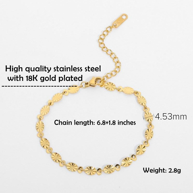 Oval Petal Bracelet Stainless Steel Chain Link Bracelet for Women Fashion Jewelry