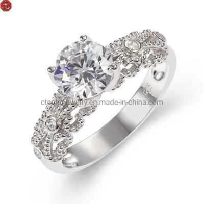 Wholesale Fashion custom wedding Ring special big luxury white plated Ring