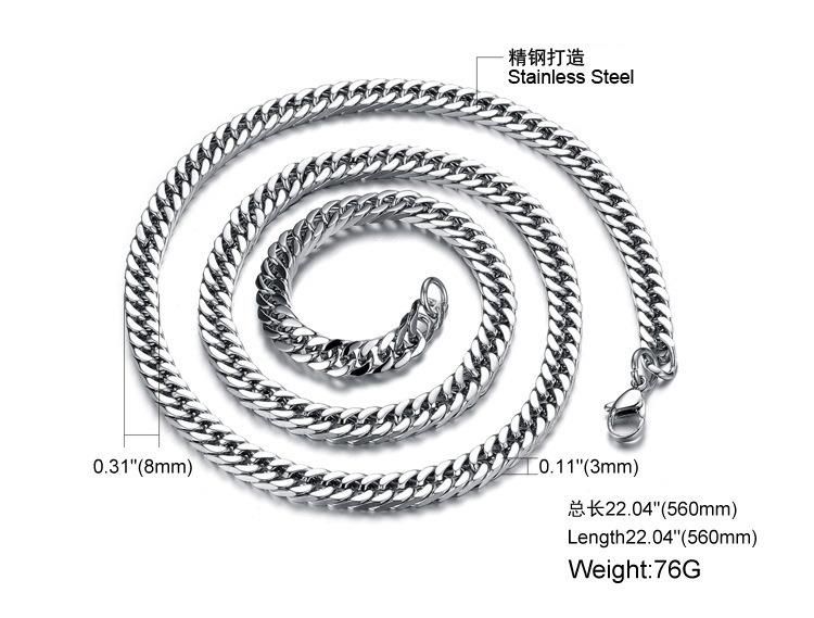 Wholesale High Quality Stock Stainless Steel Fashion Chain Necklace with Custom Length Long