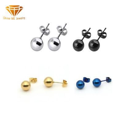 Factory Wholesale Titanium Steel Stainless Steel Earrings Small Ball Fine Needle Earrings Fashion Hypoallergenic Earrings Er0123