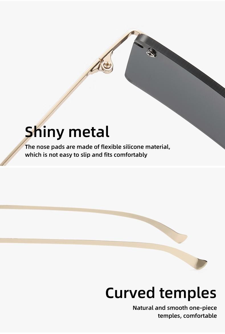 Rectangular Sunglasses Small Lens Rimless Sunglasses