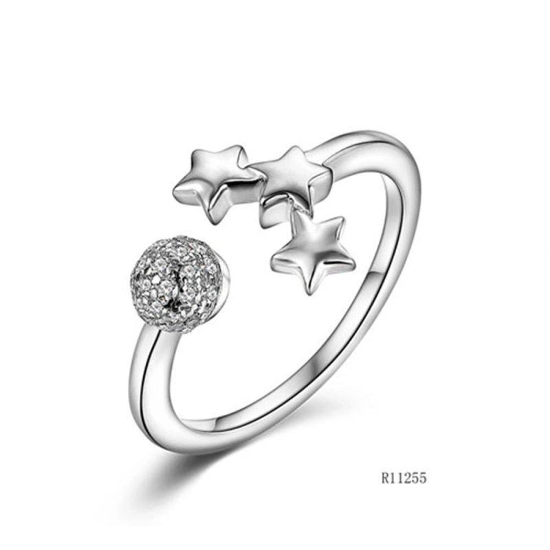 Hot Sale Star Design Silver with CZ Enamel Open Ring