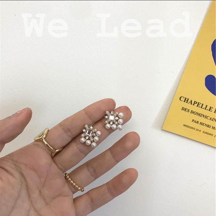 Fashion Square Geometric Pearl Earrings Jewelry