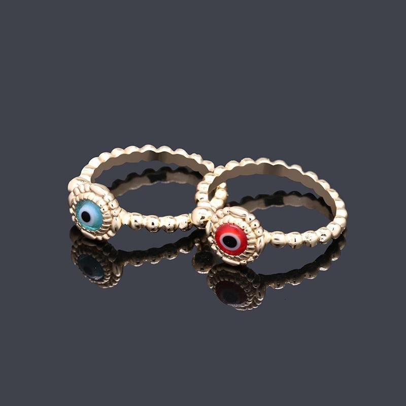 Turkish Adjustable Oil Drip Gold Plated Eye Enamel Ring