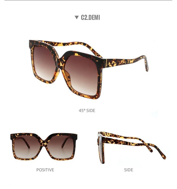 2022 Trendy Luxury Large Square UV Protction Vintage Leopard Design Sunglasses for Unisex