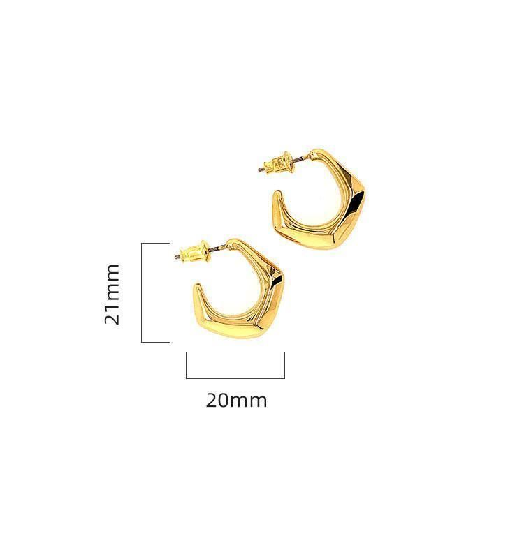 Gold Statement Geometric Huggie Round Earrings