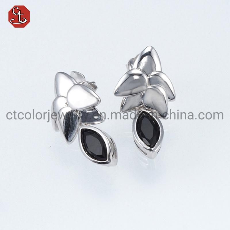 Fashion Jewelry 925 Silver 18K Gold Plated Gemstone Imitation Antique Jewelry with CZ Earring for Women