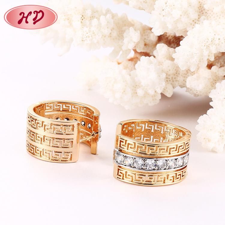 Fashion 18K Gold Plated Silver Jewelry Alloy Stud Drop Hoop Huggie CZ Earrings with Crystal for Women