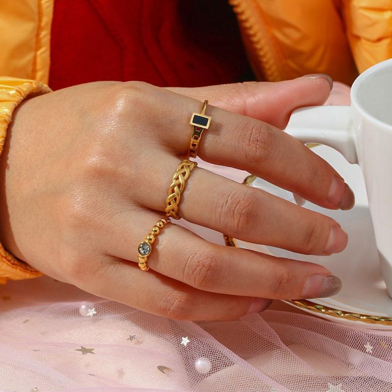 Manufacturer Custom Jewelry Non Tarnish 18K Gold Plated Stainless Steel Jewelry Ring Jewelry Gold Plated Ring